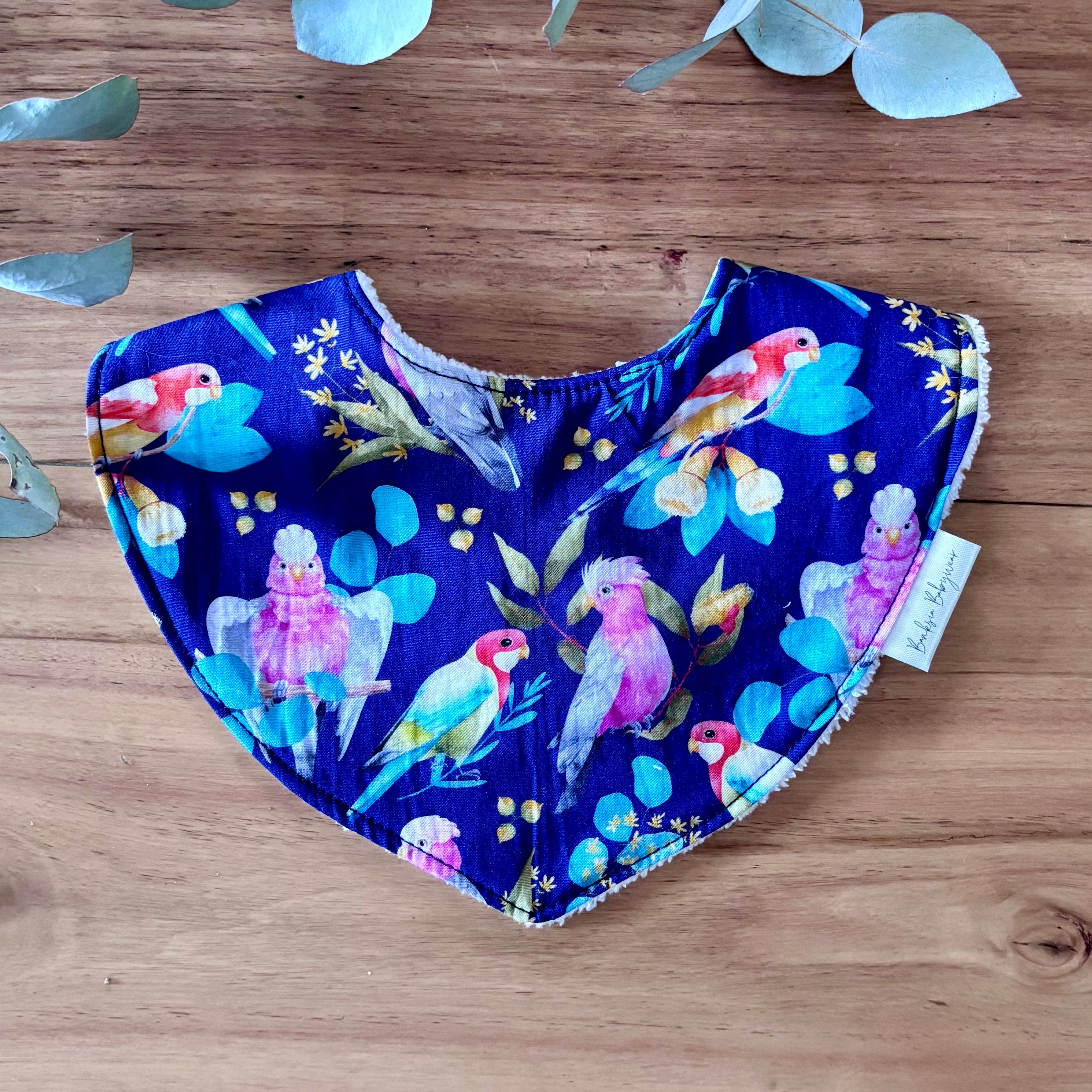 Australiana Baby Bib Set | Rosellas and Galahs | Ready to Ship