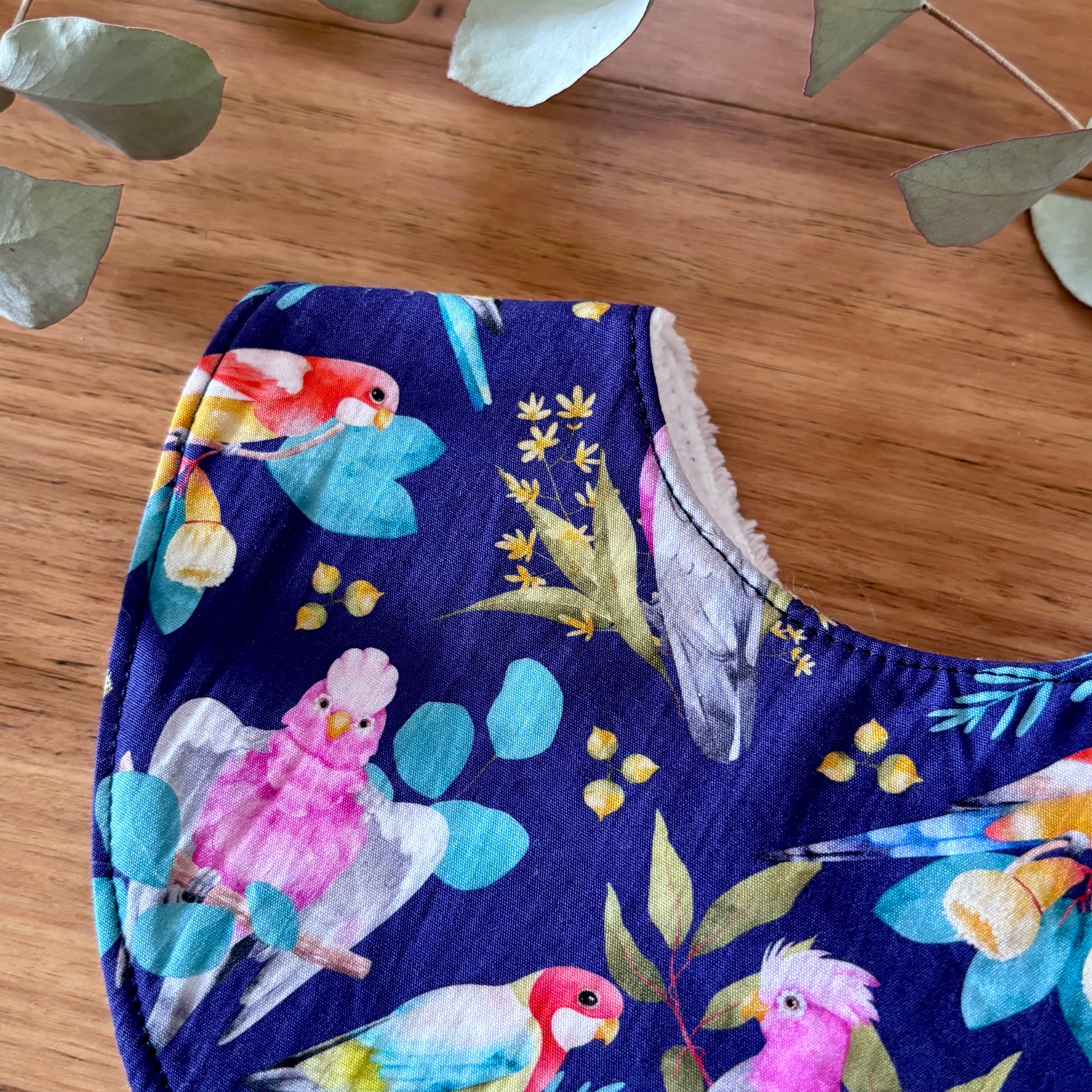 Australiana Baby Bib Set | Rosellas and Galahs | Ready to Ship