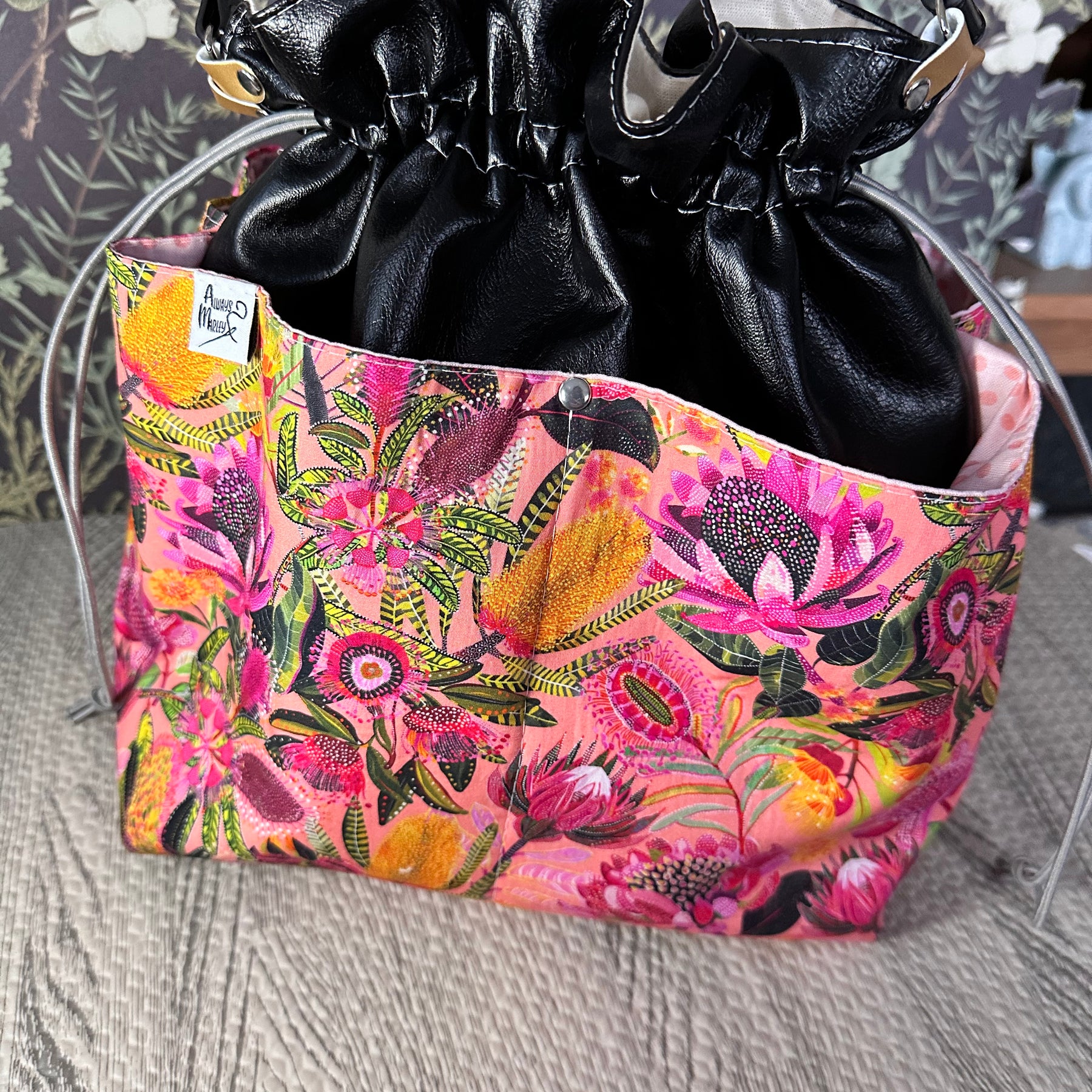 Floral Drawstring Bag