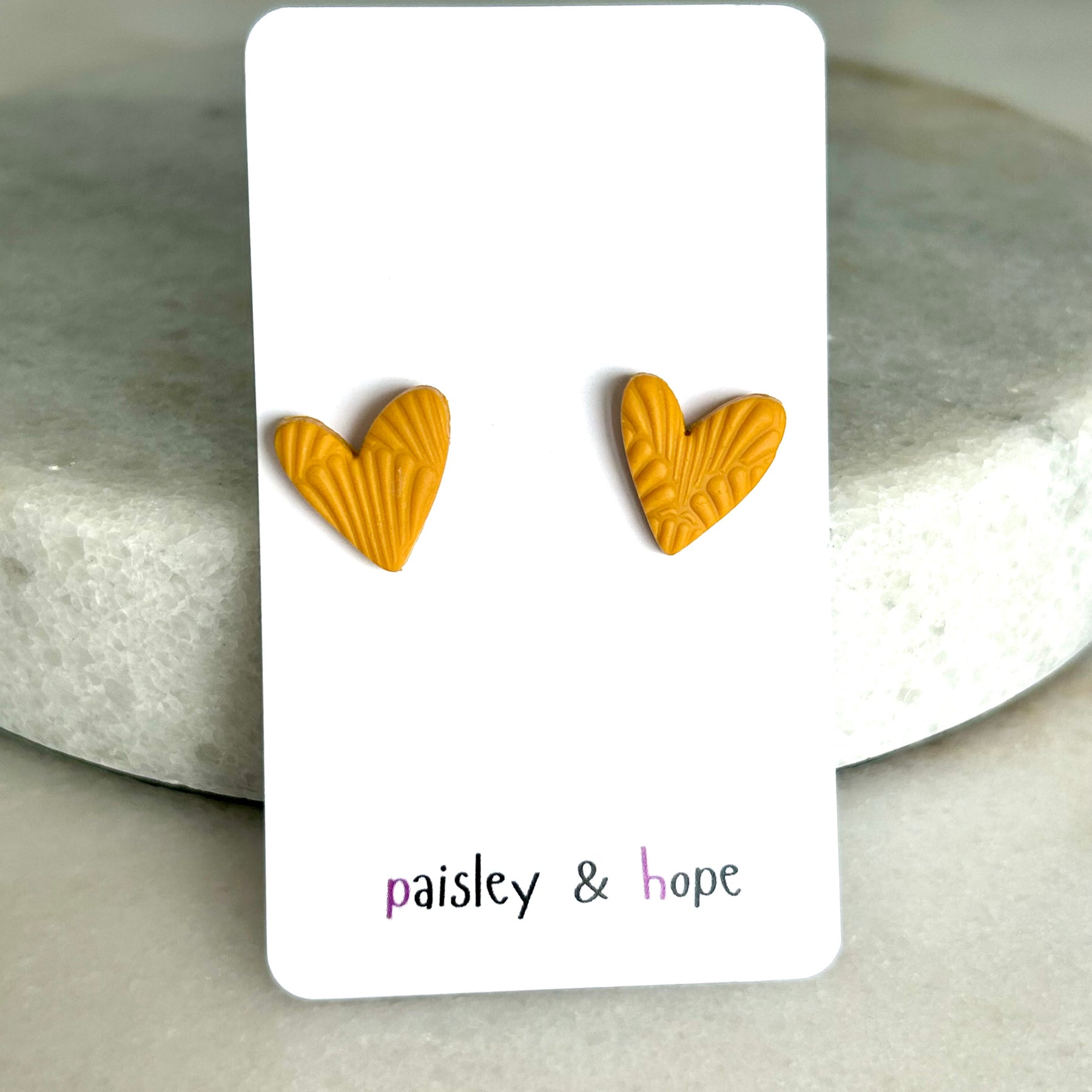 Polymer Clay Heart Studs - Choose Colour