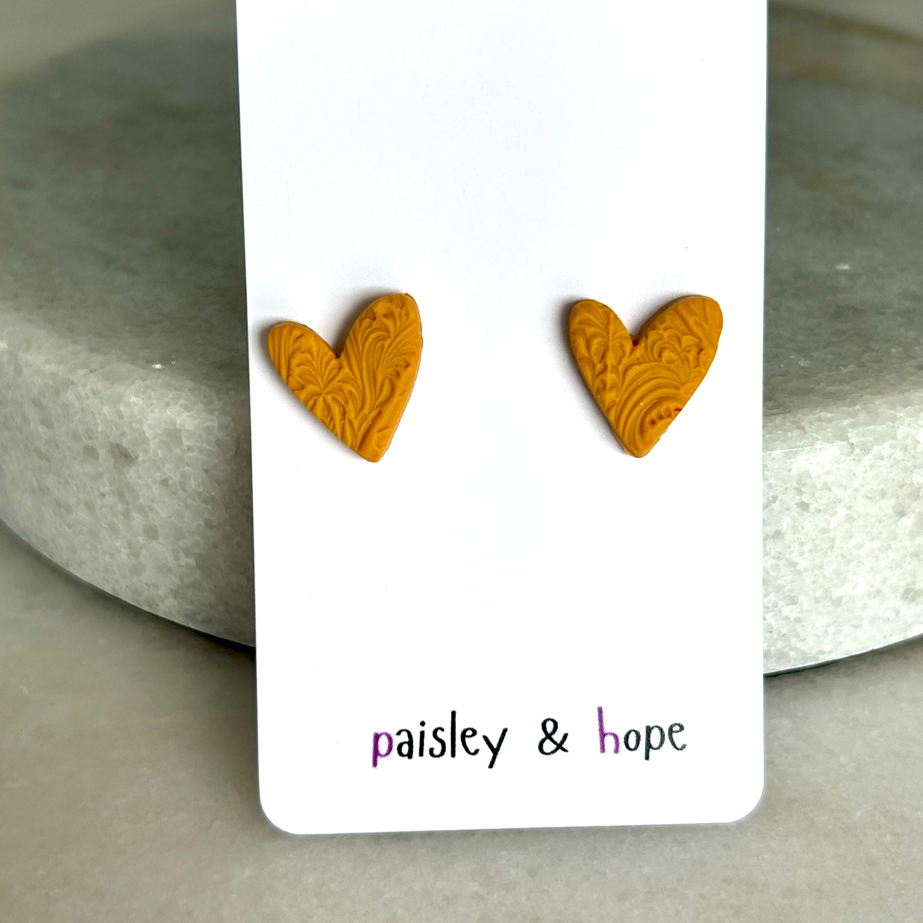 Polymer Clay Heart Studs - Choose Colour