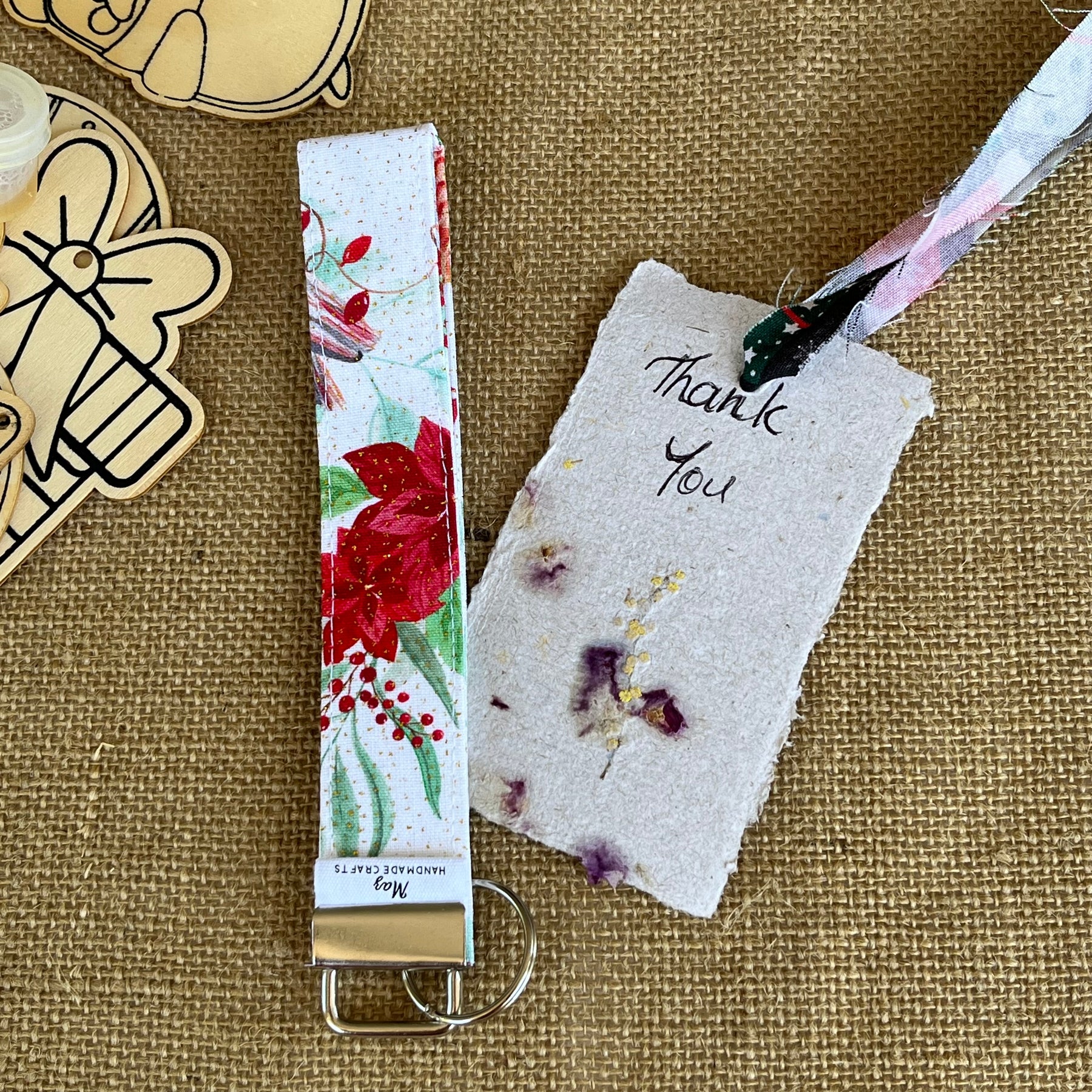 Teacher Keychain Wristlet | Holiday Gift | Christmas fabric | Stocking Stuffer | Secret Santa