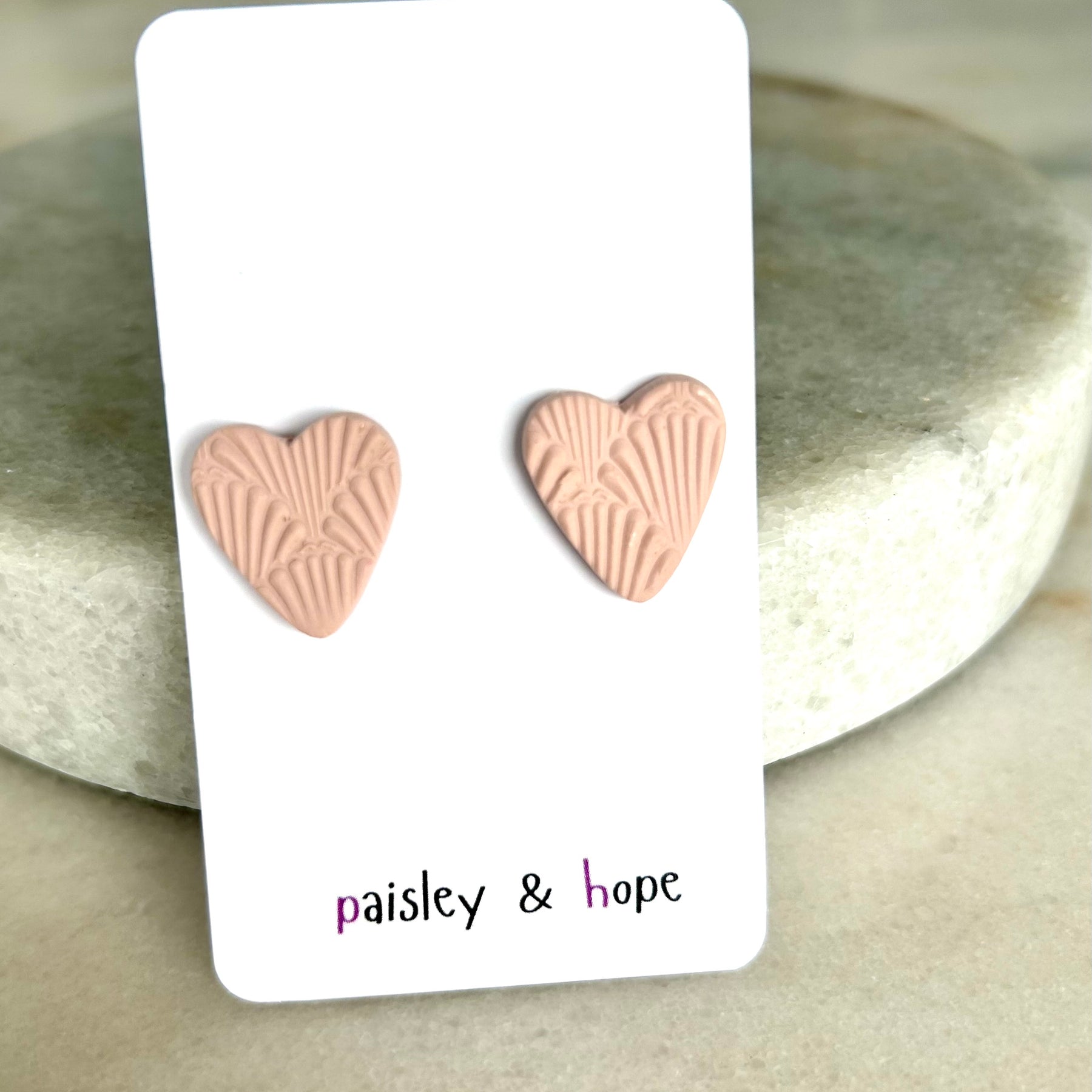 Polymer Clay Heart Studs - Choose Colour