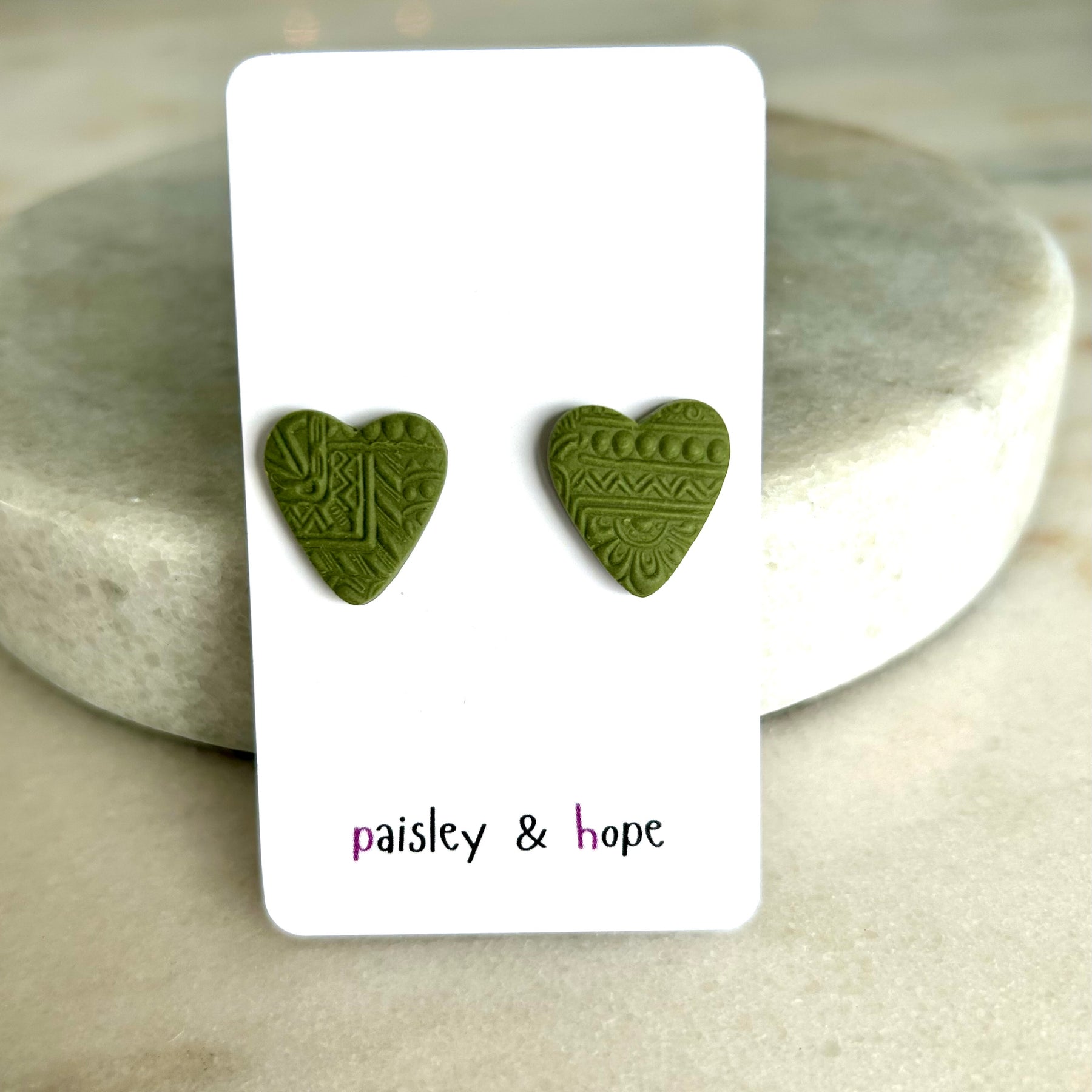 Polymer Clay Heart Studs - Choose Colour