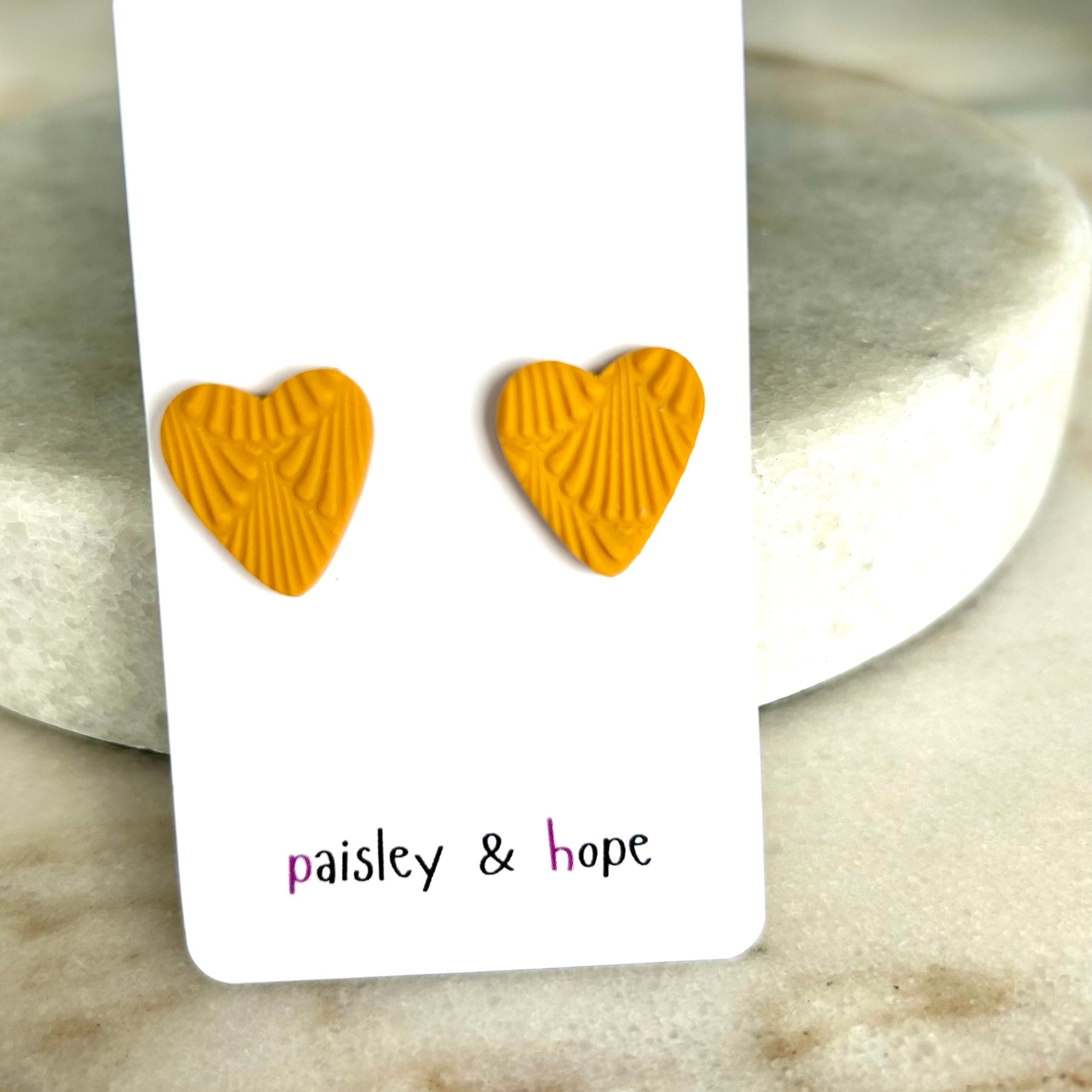 Polymer Clay Heart Studs - Choose Colour