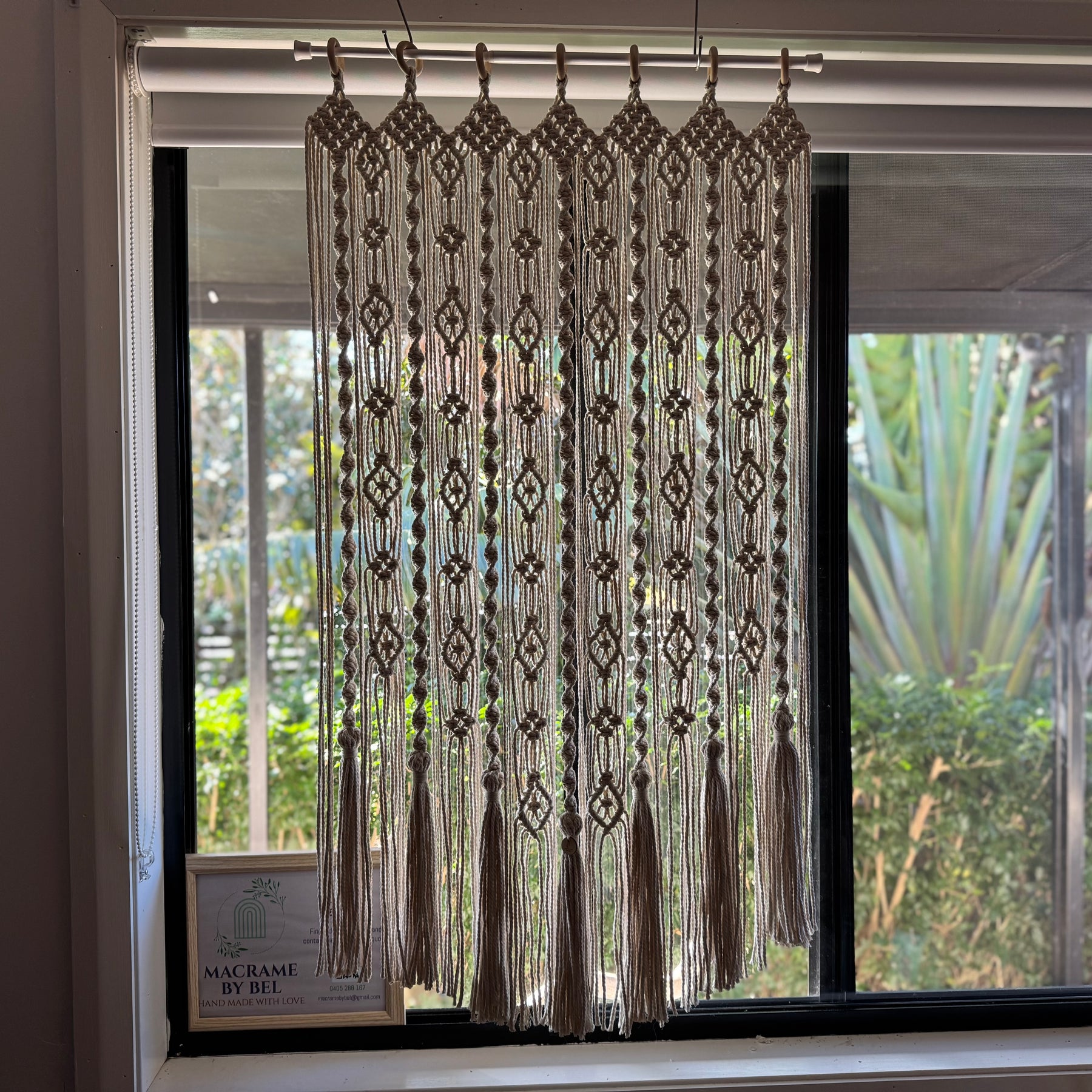 Katie Macrame Curtain on wooden rings