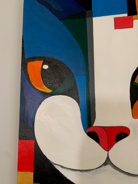 Cubist Cat Painting Wall Art