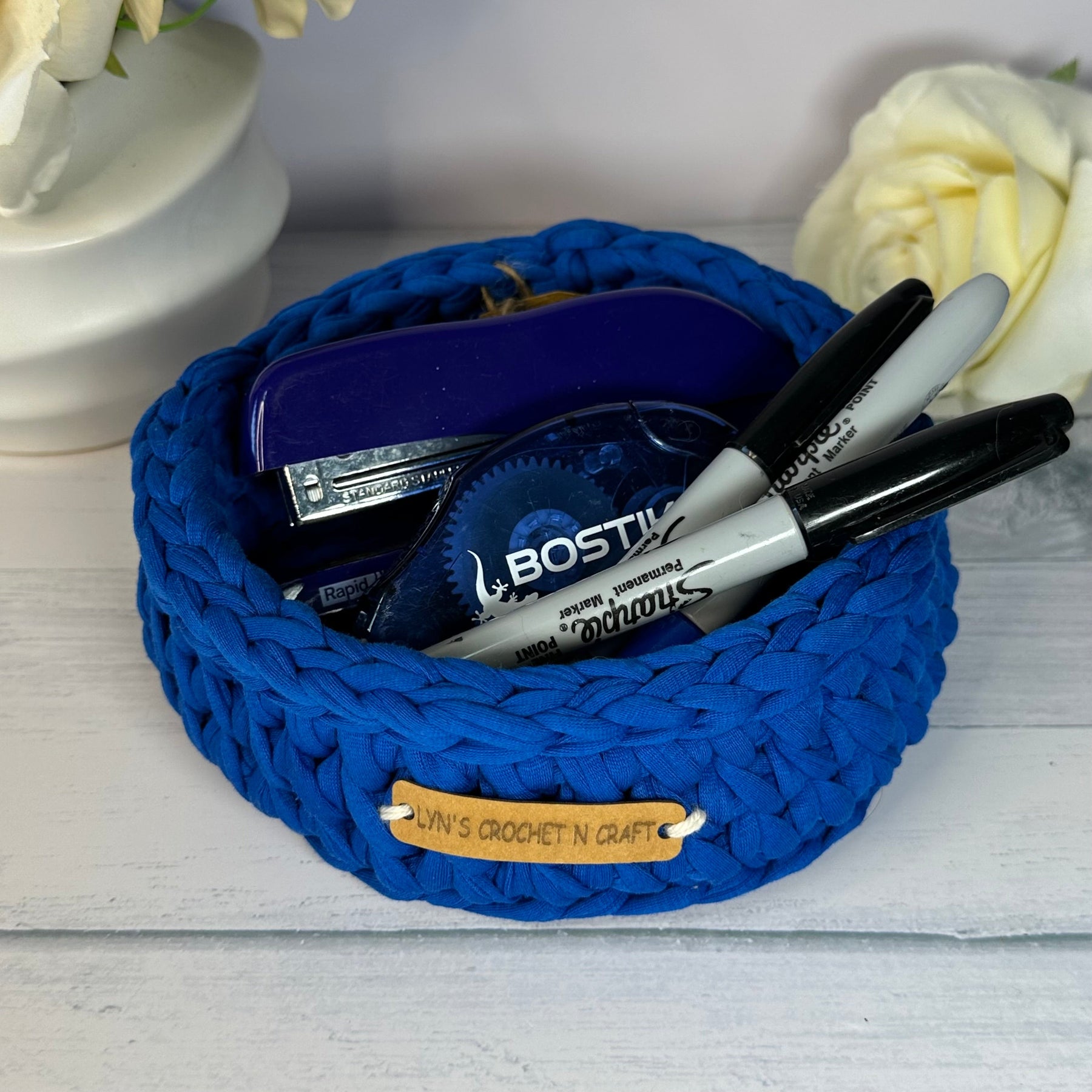 Crochet Handmade Basket - Royal Blue