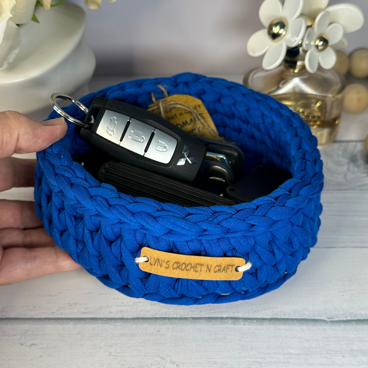 Crochet Handmade Basket - Royal Blue