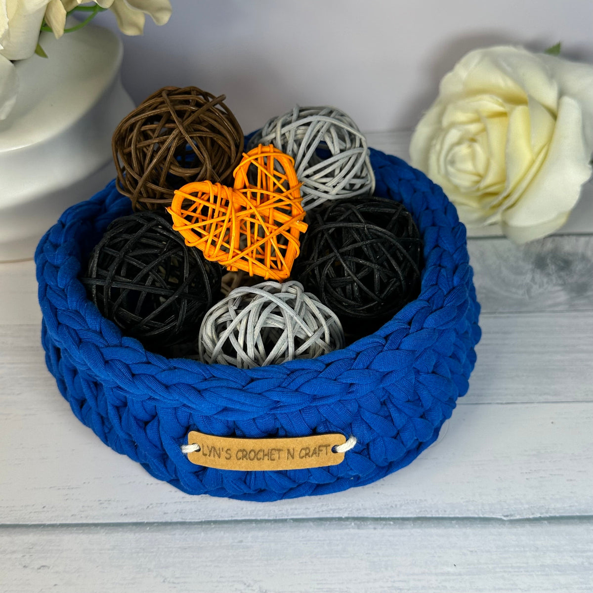 Crochet Handmade Basket - Royal Blue