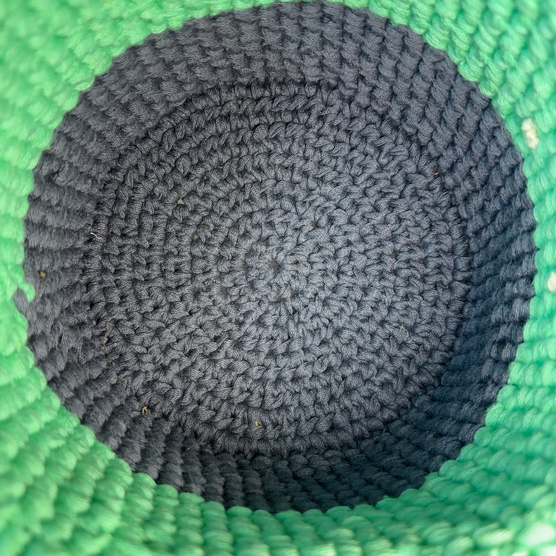 Mint & Grey Crochet Basket with Handles - Stylish & Functional