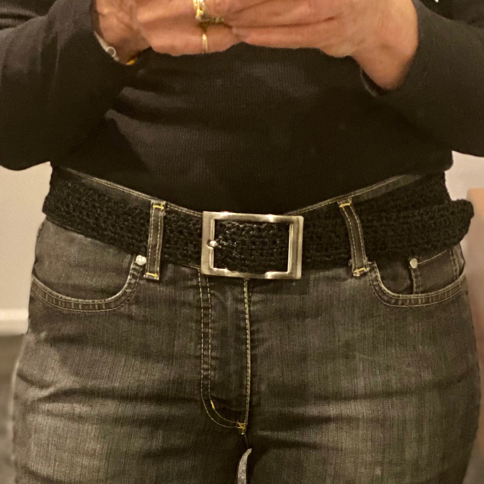 Crochet Bamboo Cord Belt (Gunmetal Buckle)