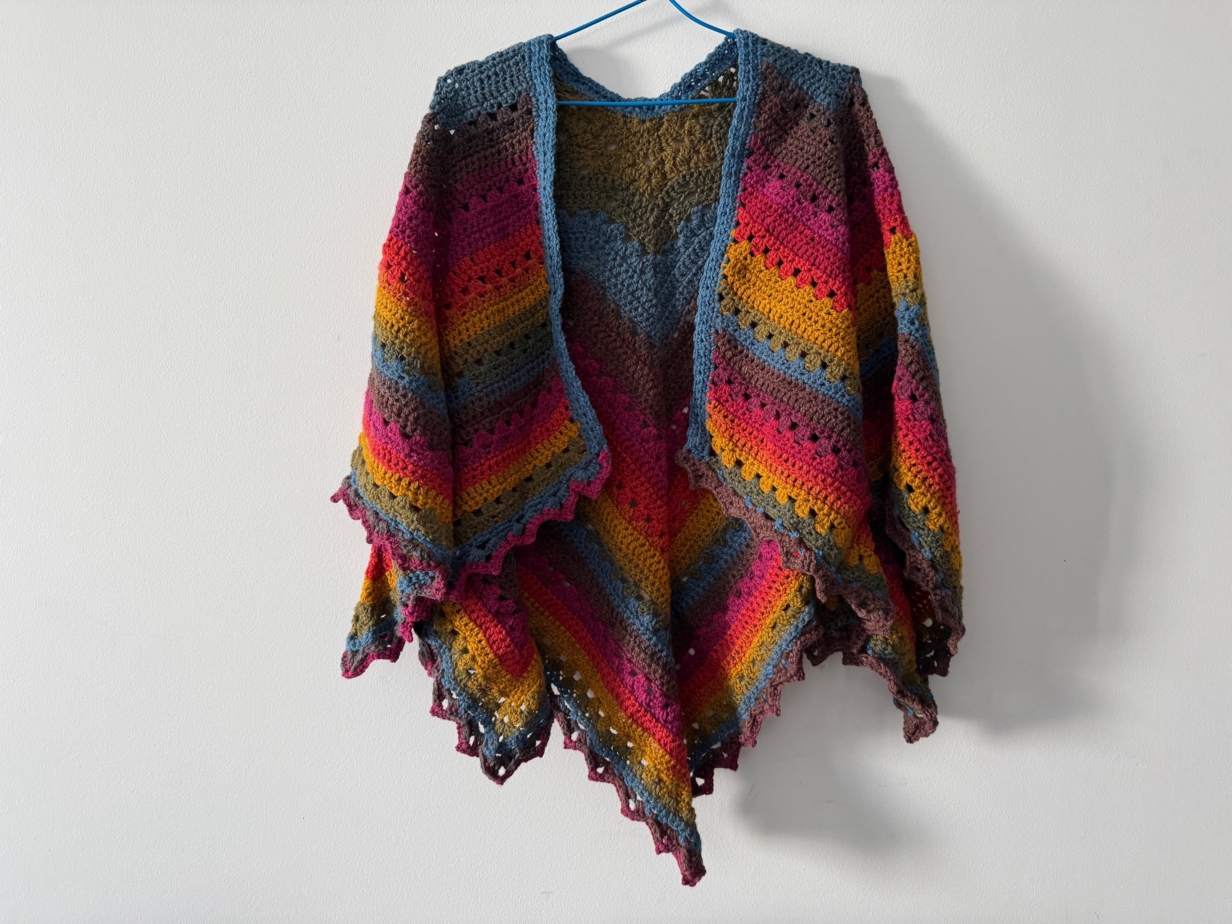 Crochet | Ladies Shawls & Vest| Various Rainbow + Black & White Colours
