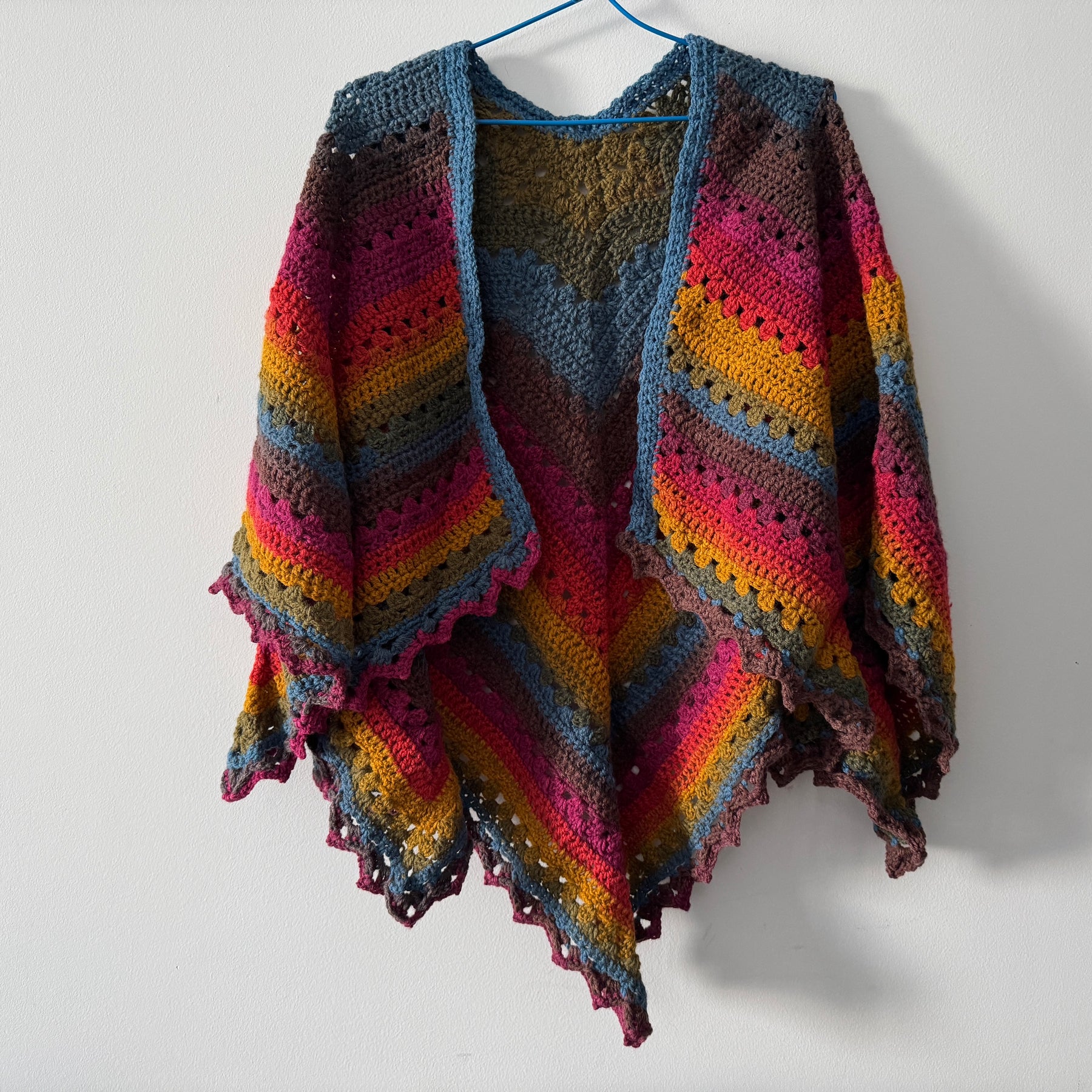 Crochet | Ladies Shawls & Vest| Various Rainbow + Black & White Colours