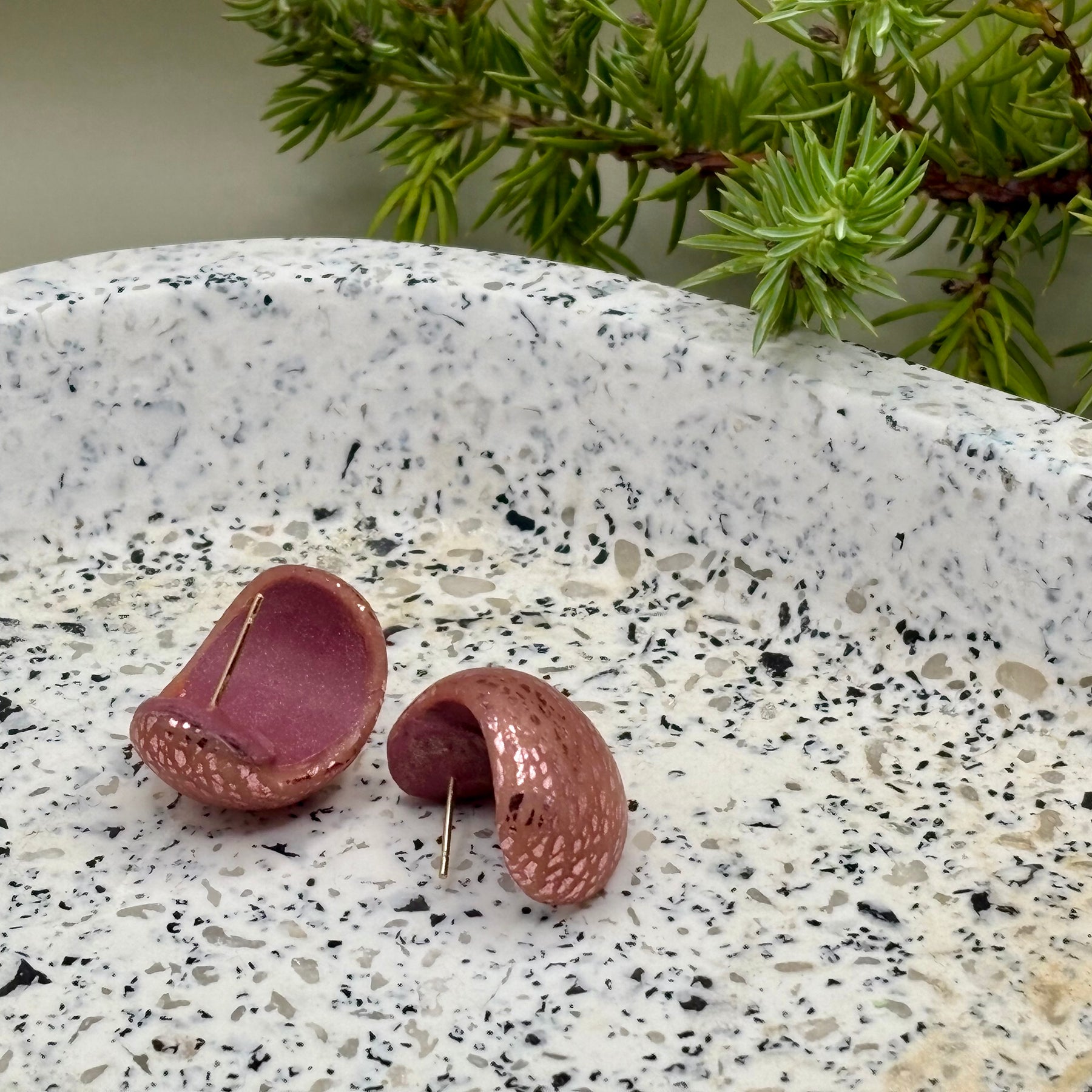 Petit Pink Cabochon Studs