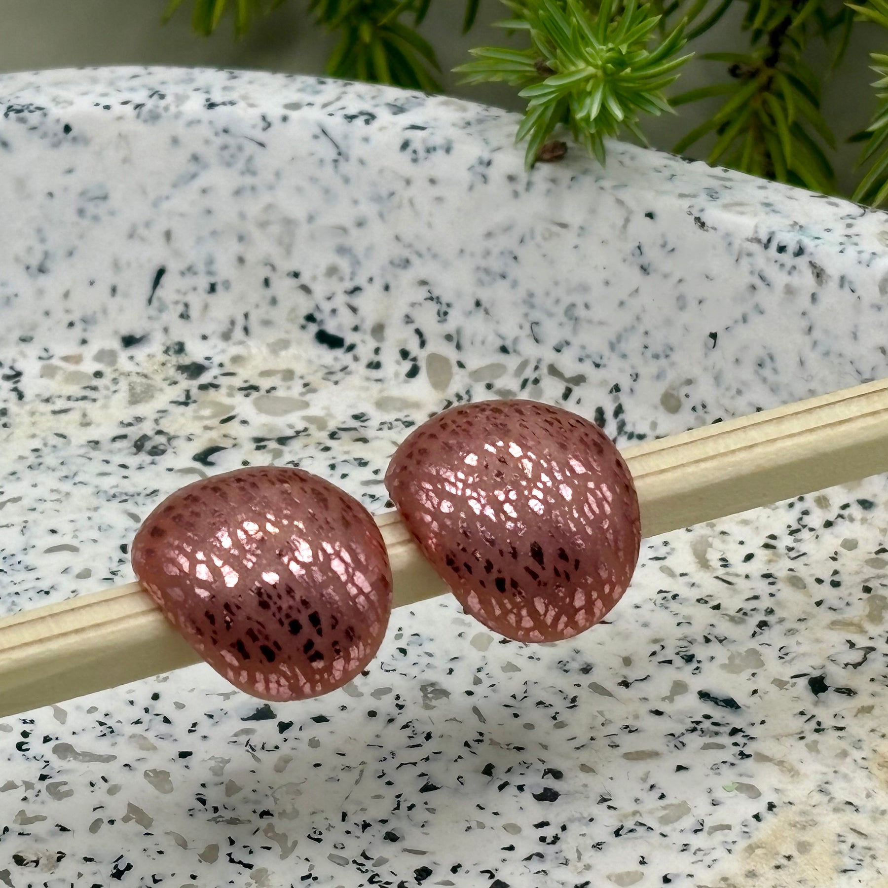 Petit Pink Cabochon Studs