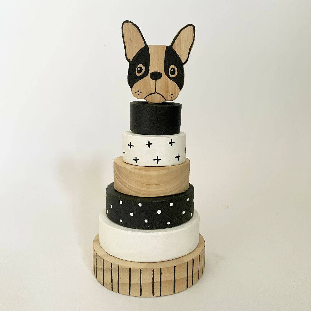 Ring stacker with Frenchie topper.