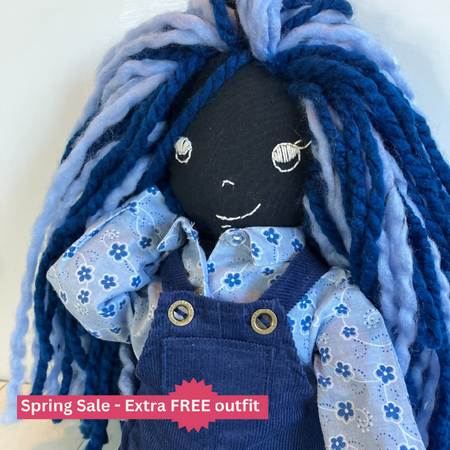 Ava| Cute Handmade Cloth doll with wild hair| 53cm