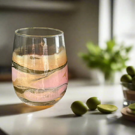 Decorated Glass Tumblers Champagne/Pink/Gold