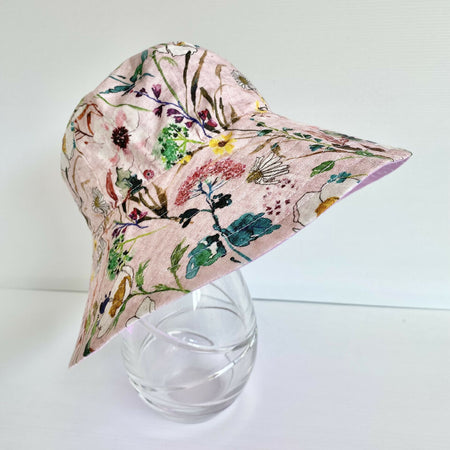 Summer hat in pretty wildflower fabric