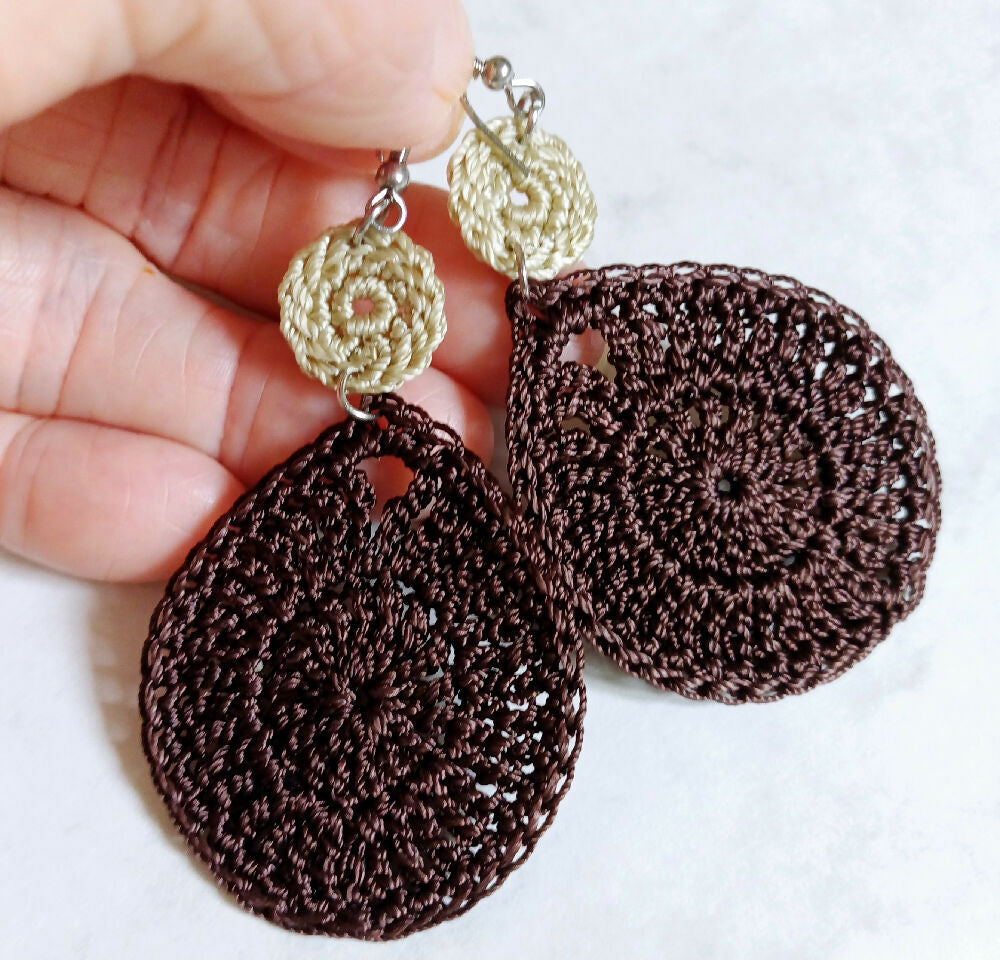 Waterdrop Earrings - Chocolate and Cream