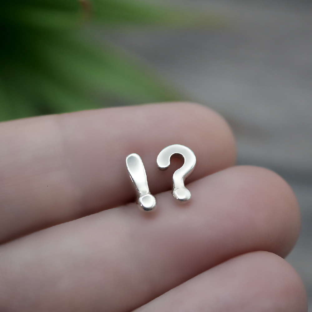 punctuation studs sterling silver hand sml