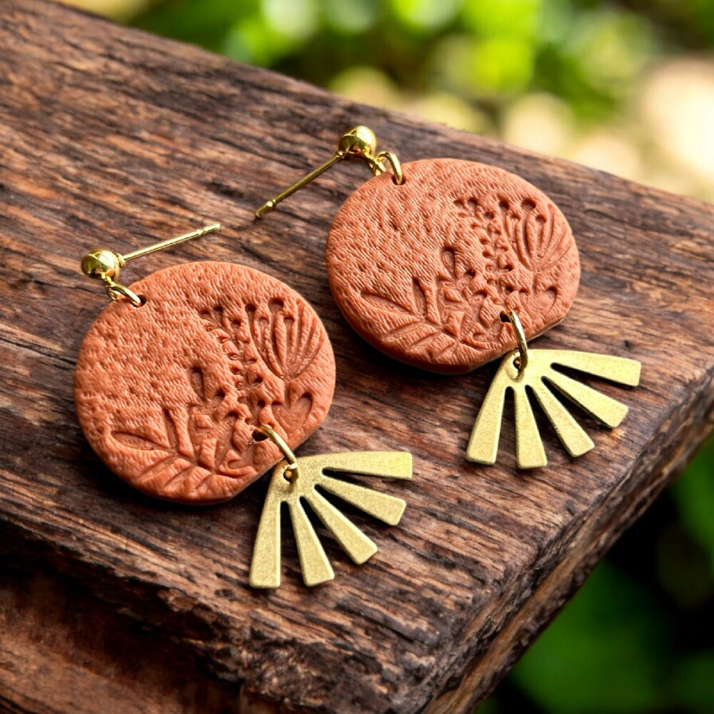 Australian Native Minimalist Earrings - Terracotta