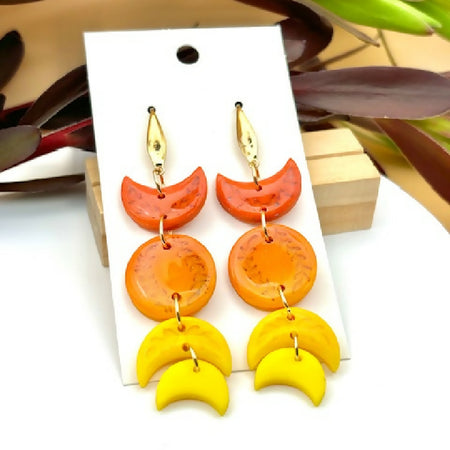 Sunset Moon Phase Earrings – Bold Handcrafted Statement Jewelry