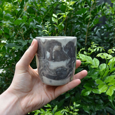 Black & White Hand Crafted Ceramic Marbled Coffee Mug 250ml