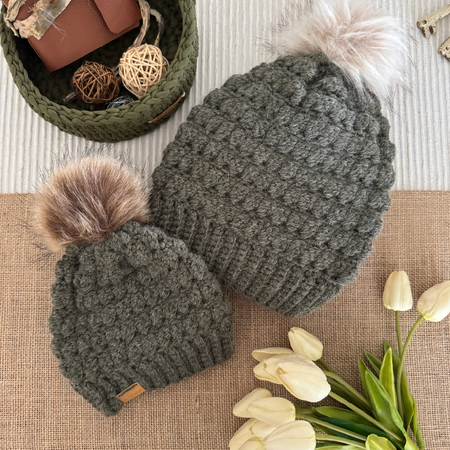 Matching Mum and Bub Beanies for Little Earth Signs