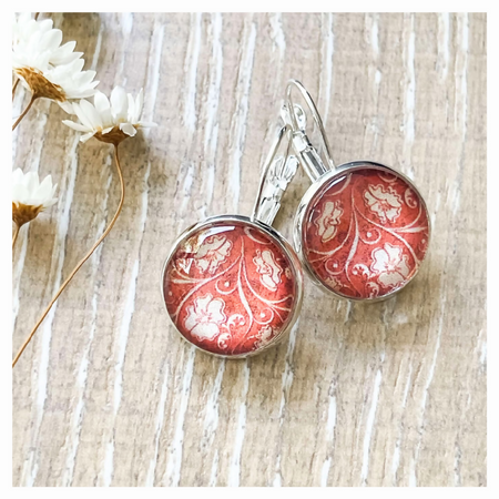 Orange Earrings made with Paper and Glass