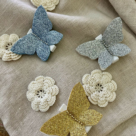 Sparkly butterfly hair clips