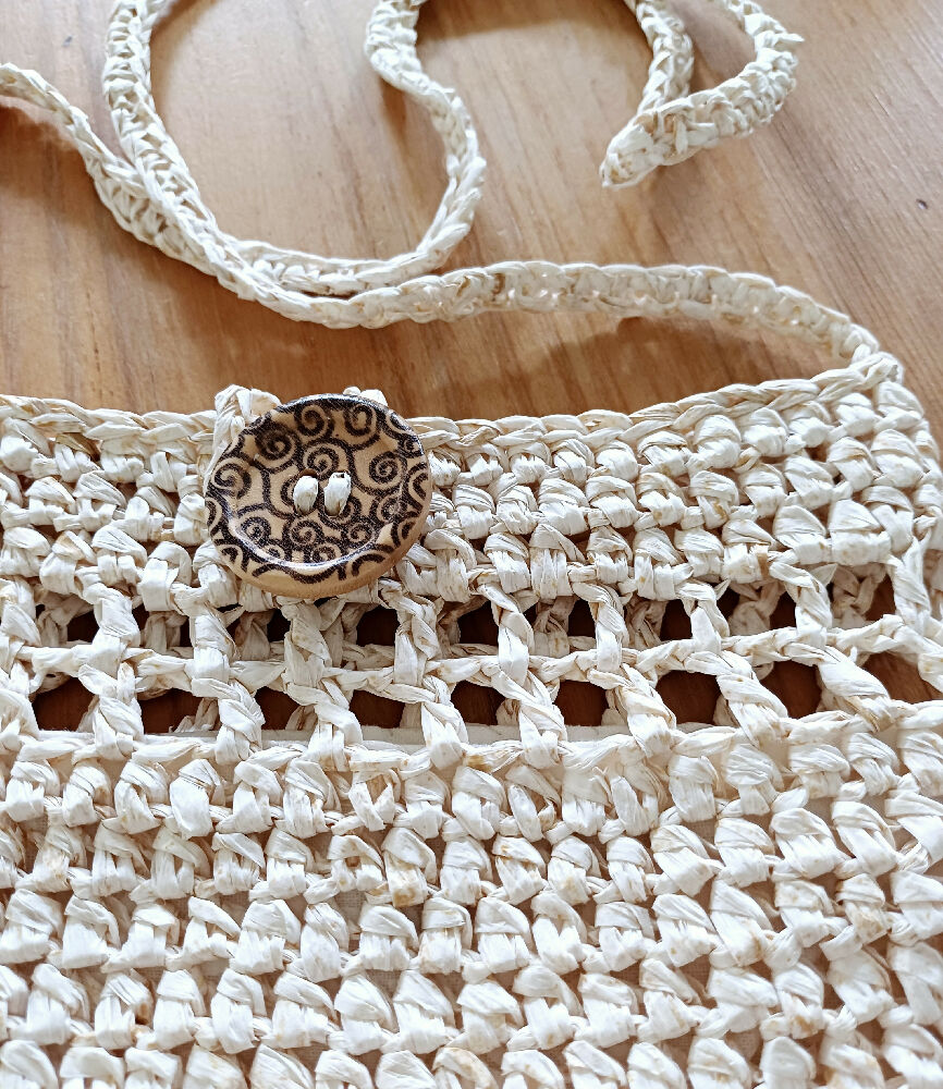 Cross Body Bag - White Speckled Raffia and Free Gift