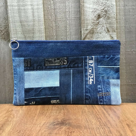 Large Upcycled Denim Pencil Case – Scrappy