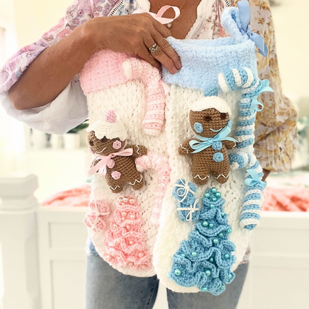 Gingerbread Crochet Baby Xmas Stocking