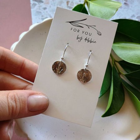 Fine silver earrings- garden leaf