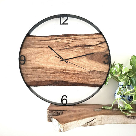 Beautiful Wall Clock,50cm Diameter, Made in W.A. from local Marri Timber, Unique wedding gift , hanging art feature, Fifth Wedding Anniversary present