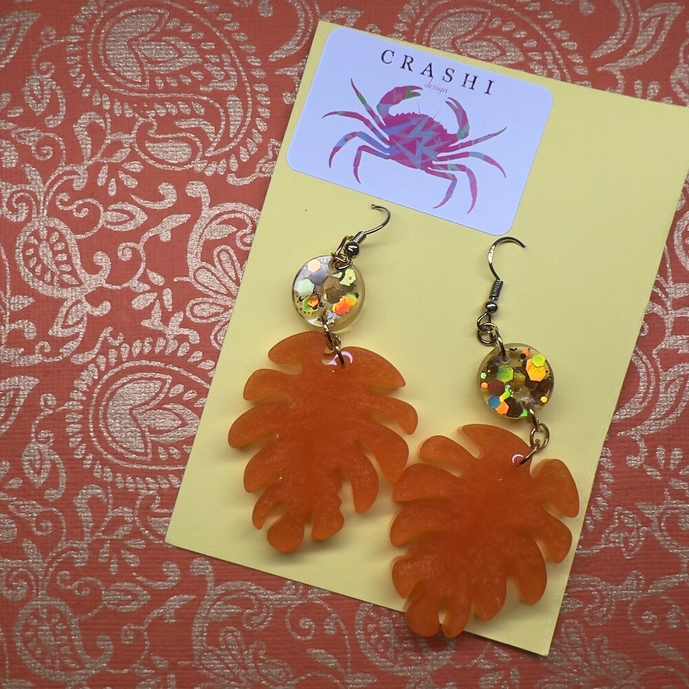 Orange Goldie Foliage Earrings