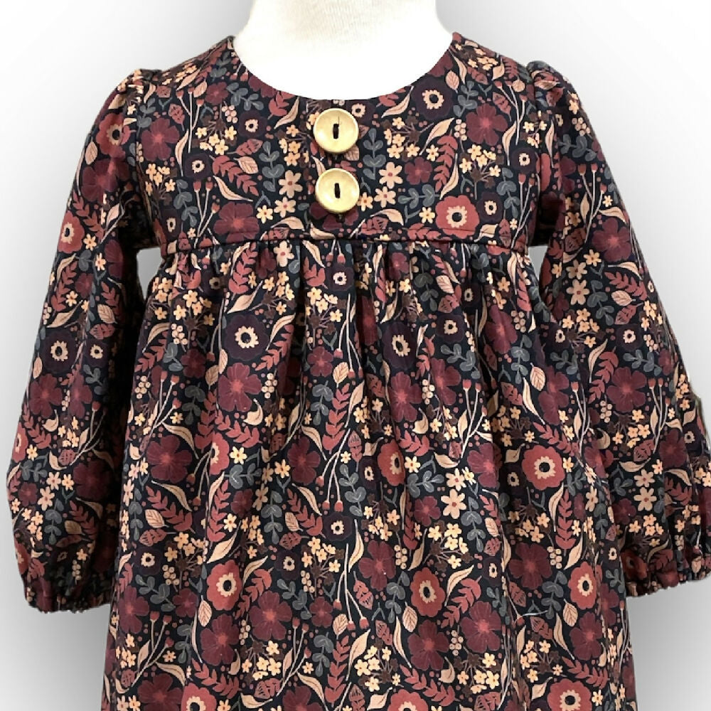 SIZE 2 Long Sleeve Autumn Flowers Lemonade Dress