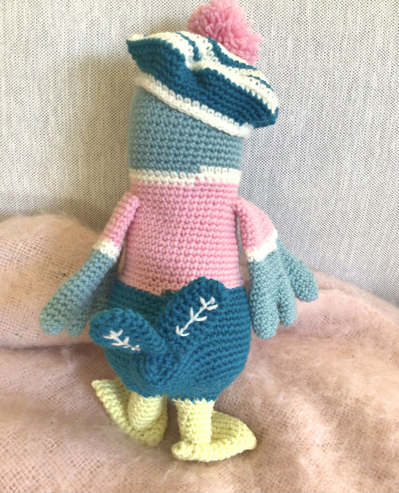 Crocheted toy Austen the Duck