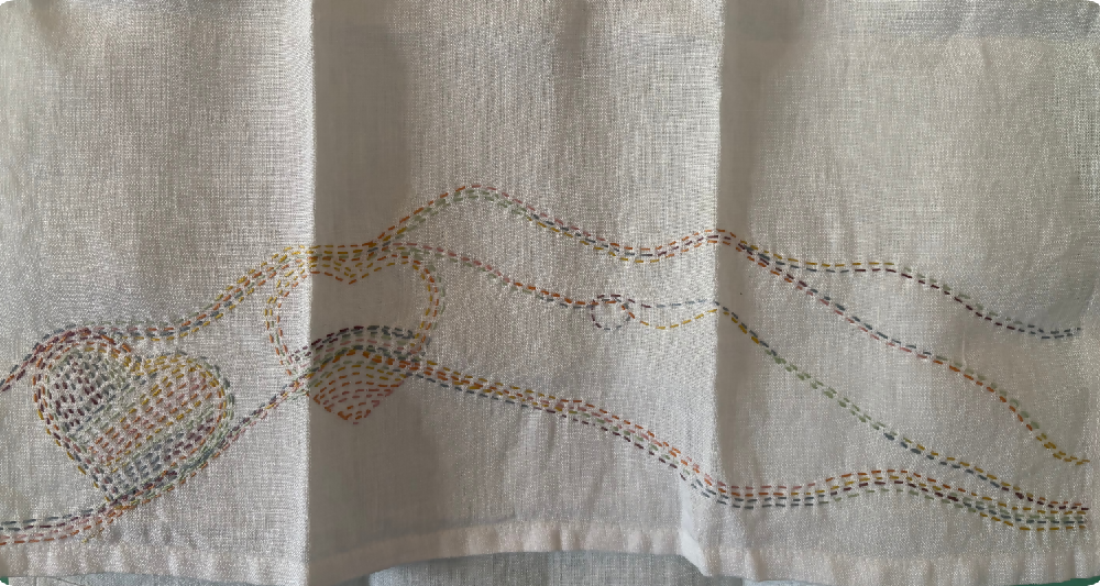 Hand stitched pure linen tea towel by Leumesin Handmade