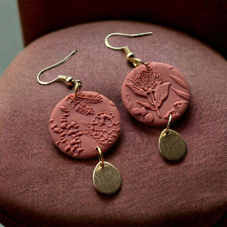 Australian Native Dangle Earrings Terracotta