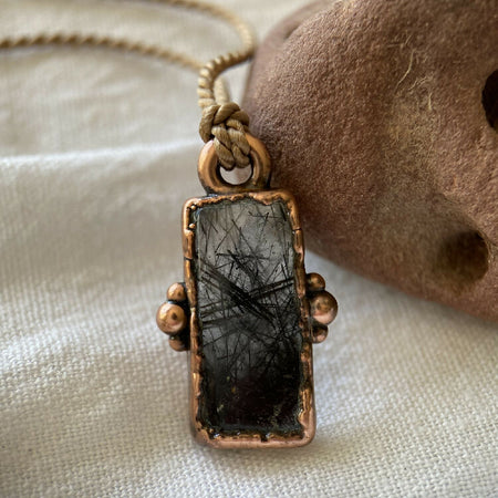 Tourmalinated Quartz Pendant on Silk Cord