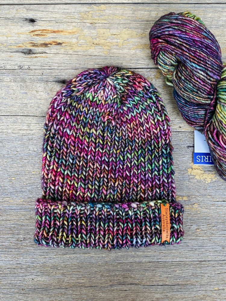 Download - Basic Ribbed Beanie Pattern, Beginner Knitting Pattern Hats
