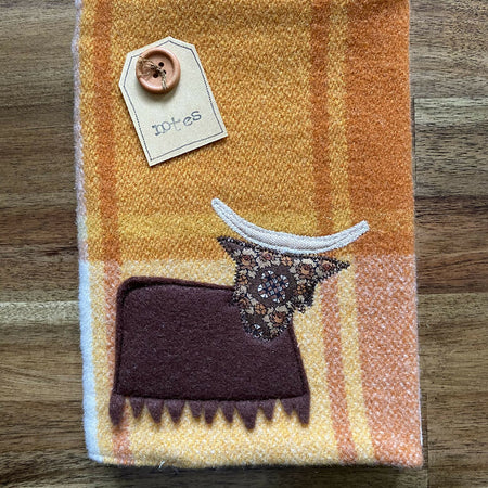 A5 Upcycled Notebook Highland Cow - Orange