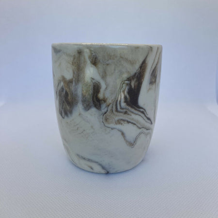 Brown & White Hand Crafted Ceramic Marbled Coffee Mug 250ml