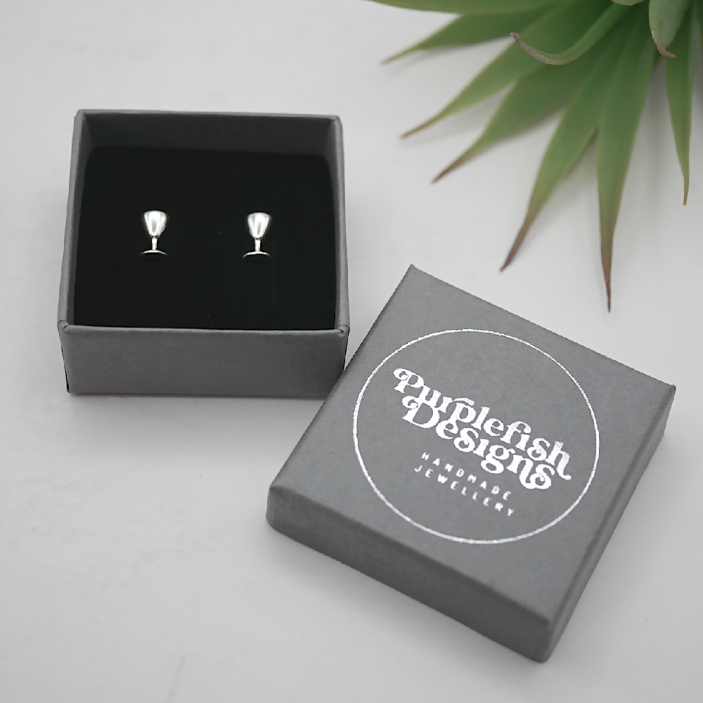 wineglass studs sterling silver gift box sml