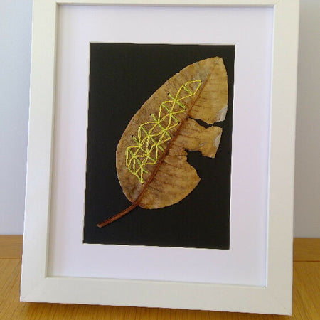 Real Leaf Embroidered Artwork 5