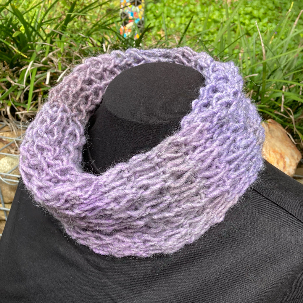 Hand-knitted Cowl - Scarf - Soft and Stretchy - Jacaranda