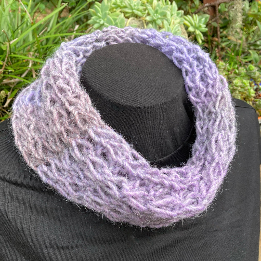 Hand-knitted Cowl - Scarf - Soft and Stretchy - Jacaranda